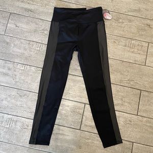 Bally High Rise Two Tone Side Stripe Ankle Leggings Black